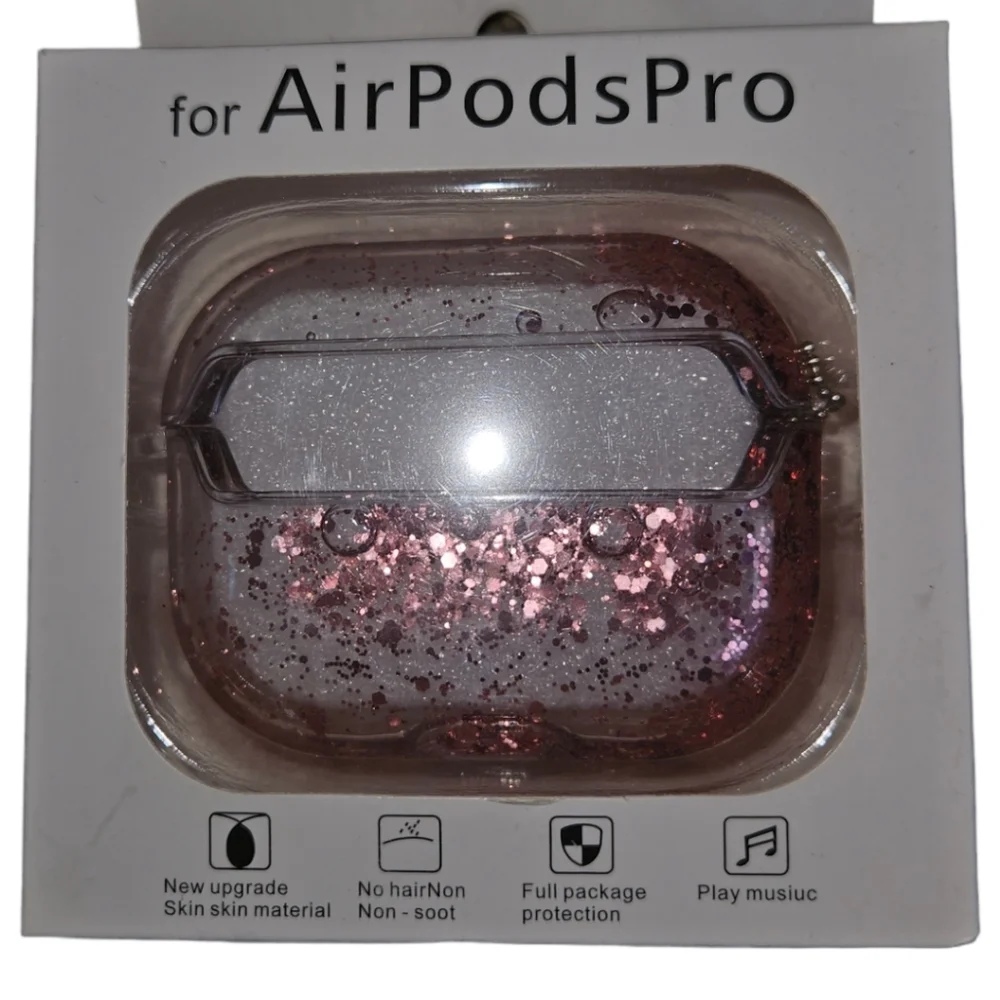Apple Pink & Circle Glitter Liquid Movement Airpod Pro Case Protector